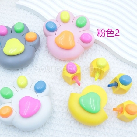Customization Cute Cat Paw-Shaped Colored Highlighters Corporate Gifts