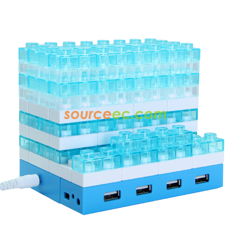 Customization Gattola 5-In-1 Large Brick Pen Holder/USB Hub, Lighting Effect Corporate Gifts