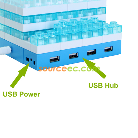 Customization Gattola 5-In-1 Large Brick Pen Holder/USB Hub, Lighting Effect Corporate Gifts