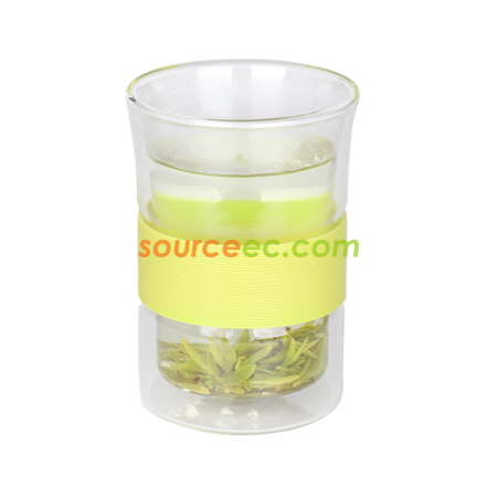 Customization 260ML Silicone Double Wall Glass Cup Corporate Gifts