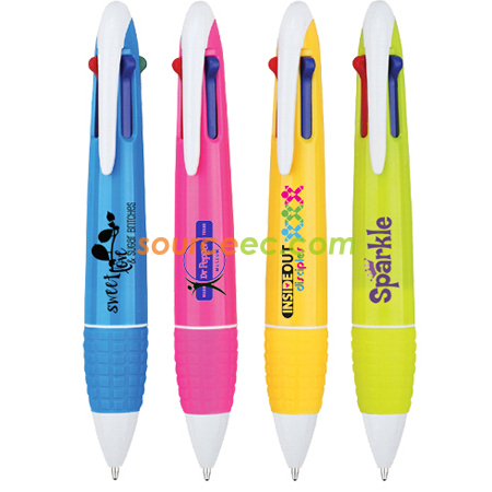 Candy - Push Action Multi Function 4 Cols Ball Plastic Pen