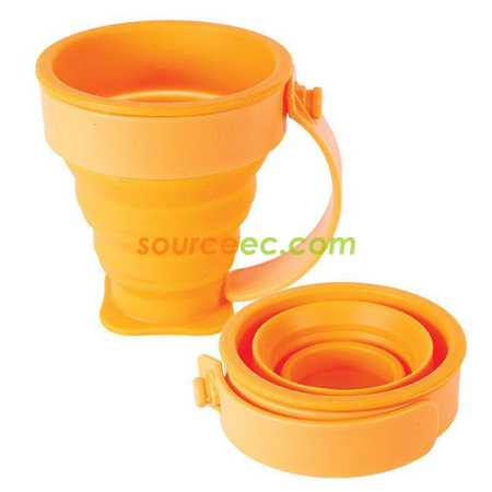 Customization 180ML Eco-friendly Folding Silicone Cup With Handle Corporate Gifts