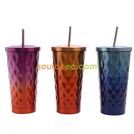 Stainless Steel Coffee Thermos with Straw