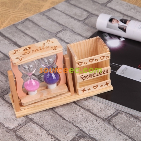 Customization Wooden Hourglass Pen Holder Corporate Gifts