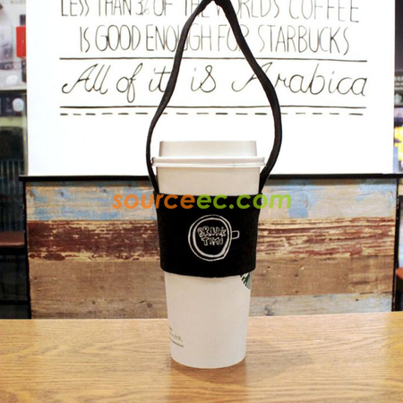 Stylish Canvas Coffee Cup Sleeve Carrier Bag With Handle