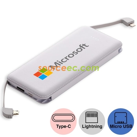 8000mah Powerbank with In-Built Type C / Micro / Lightning