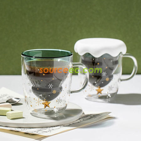 Customization  250ML Christmas-Tree Glass Mug Corporate Gifts
