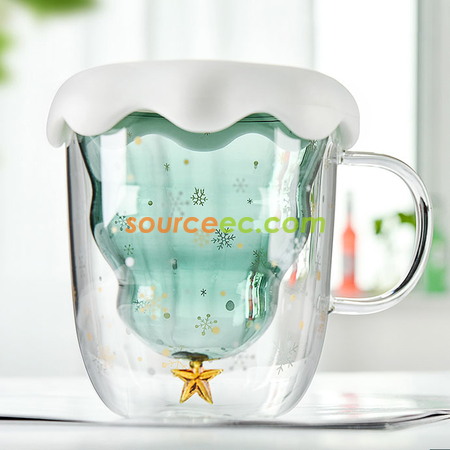 Customization  250ML Christmas-Tree Glass Mug Corporate Gifts
