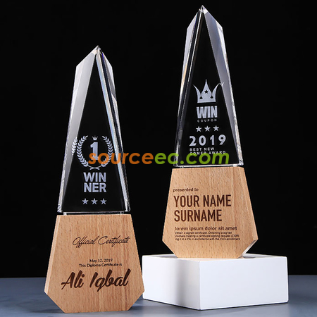 Wooden Crystal Trophy