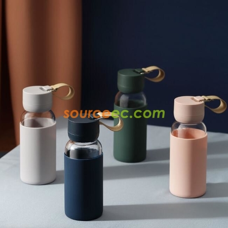 Customization 400ml Glass And Silica Gel Anti Scalding Cup Corporate Gifts