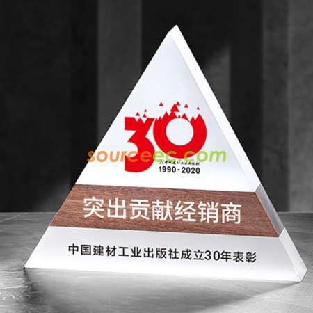 Customization Creative Triangle Solid Wood Crystal Trophy Corporate Gifts