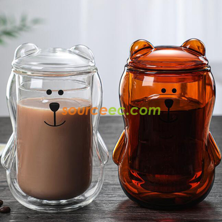 Customization Cute Bear Couble Glass Corporate Gifts