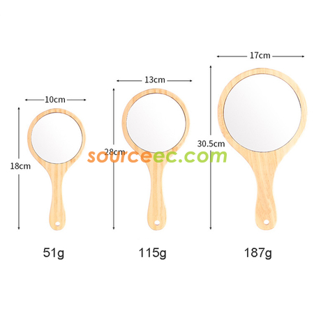 Customization Wooden Handle Makeup Mirror Corporate Gifts