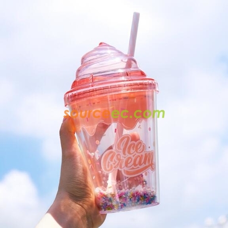 Customization 380ML Plastic Straw Cup Corporate Gifts