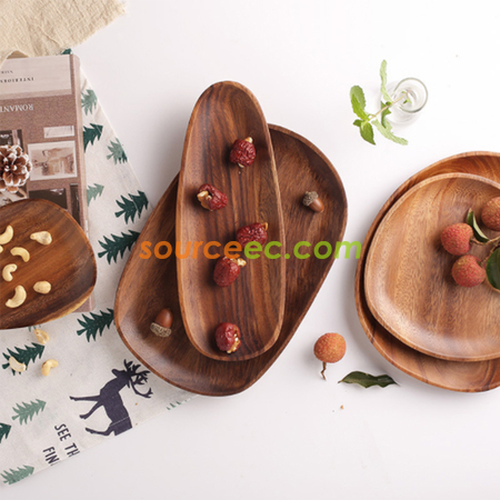 Customization Irregular Solid Wood Dinner Plate Corporate Gifts