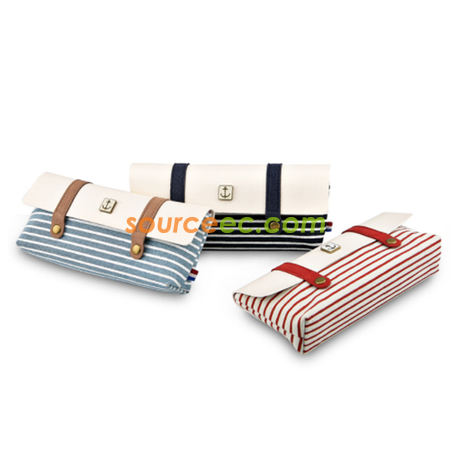 Striped Canvas Pencil Case