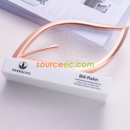 Customization Metal Crystal Leaf Trophy Corporate Gifts