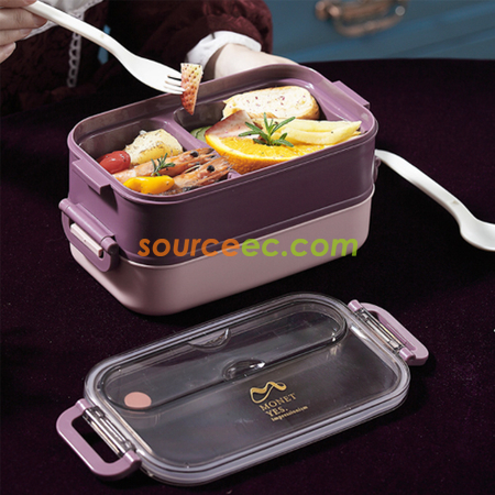 Customization Double-Layer Portable Lunch Box With Soup Bowl Set Corporate Gifts