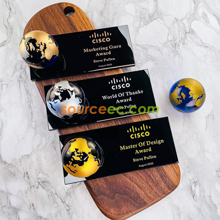Customization Creative Earth Crystal Trophy Corporate Gifts