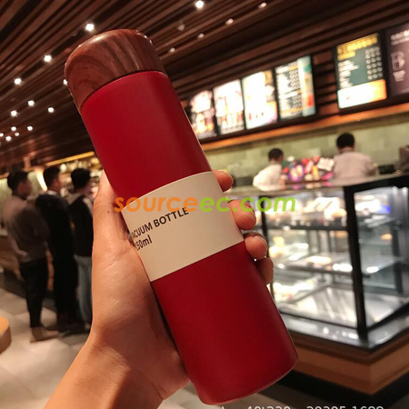 Customization Wood Grain 304 Stainless Steel Thermos Cup Corporate Gifts