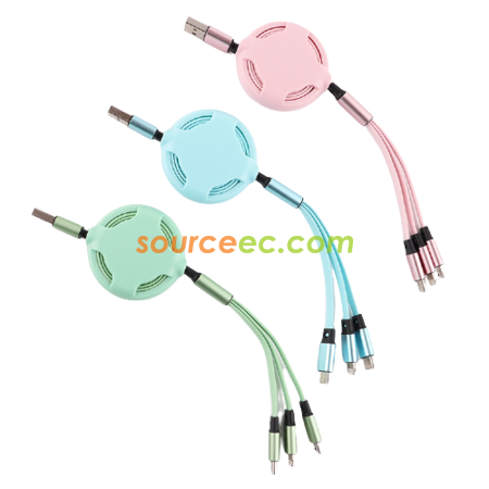 Customization Silicone Three In One Telescopic Charging Line Corporate Gifts