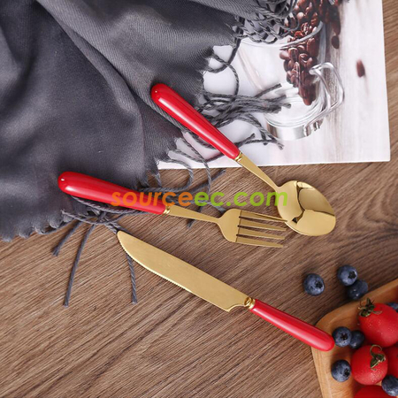 Customization Stainless Steel Tableware With Ceramic Handle Corporate Gifts