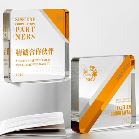 Customization Two Colour Crystal Trophy Corporate Gifts