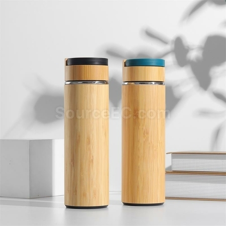 Customization Portable Bamboo Shell Thermos Cup With Cover Corporate Gifts
