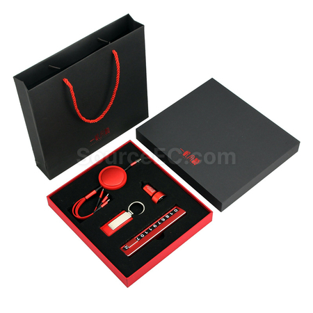 Customization Car Charging Data Cable Parking Plate Key Chain Set Corporate Gifts