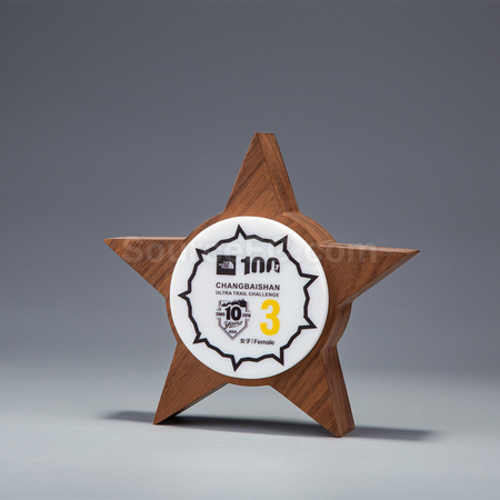 Customization Wooden Five Pointed Star Medal Corporate Gifts