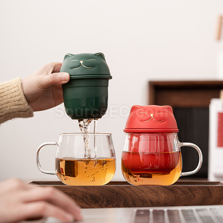 Customization Zhaocai Cat Glass Tea Cup Corporate Gifts