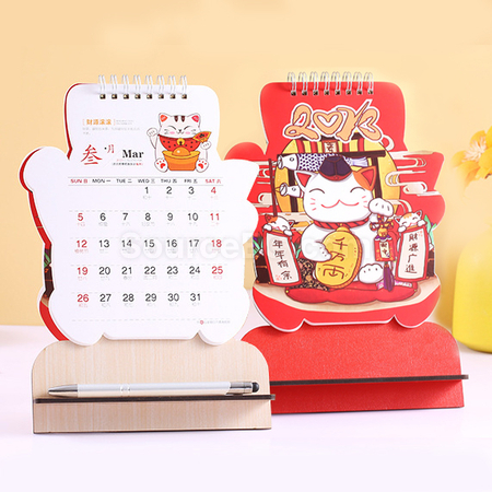 Customization Lucky Cat Desk Calender Corporate Gifts