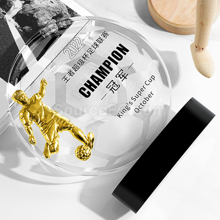 Customization FootBall Crystal Trophy Corporate Gifts
