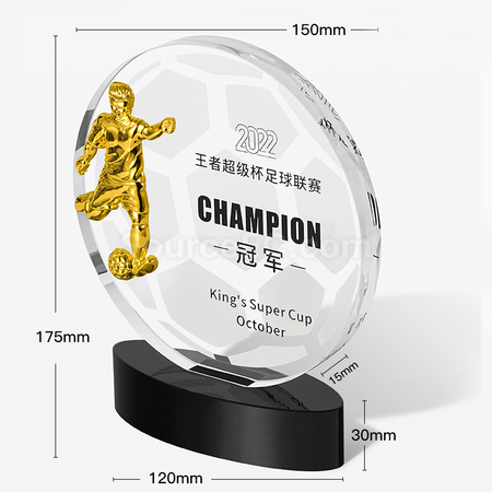 Customization FootBall Crystal Trophy Corporate Gifts