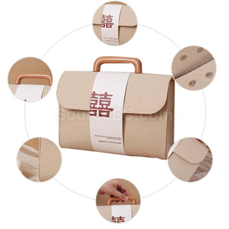 Customization Felt Tote Bag with Wooden Handle Corporate Gifts
