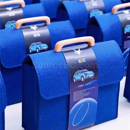 Customization Felt Tote Bag with Wooden Handle Corporate Gifts