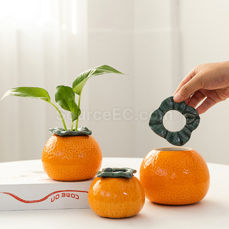Customization Orange Ceramic Flower Pot Corporate Gifts