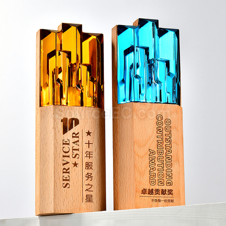 Customization Crystal & Wooden Trophy Corporate Gifts