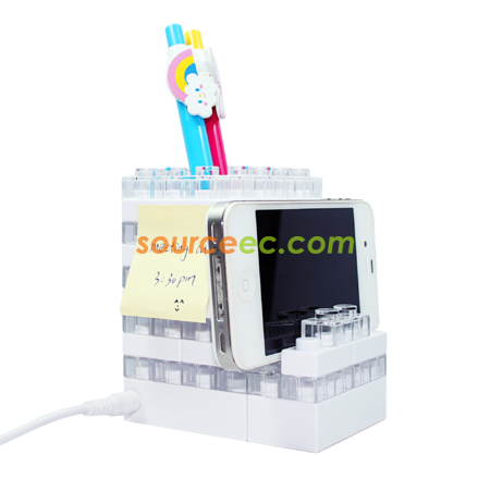 Customization Gattola 3-In-1 Small Brick Pen Holder, With Light Effect Corporate Gifts