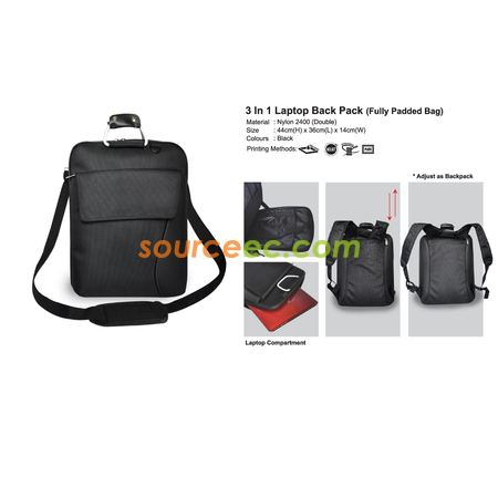 3 in 1 Laptop Back Pack (Fully Padded Bag)