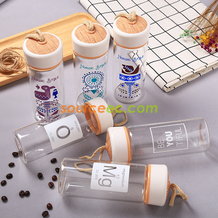 Customization 400ML Wood Grain Glass Corporate Gifts
