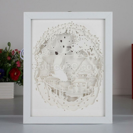 Customization Light And Shadow Creative Wooden Photo Frame Paper Carving Lamp Corporate Gifts