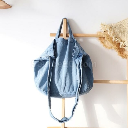 Customization Solid Color Literary One-Shoulder Denim Messenger Bag Corporate Gifts
