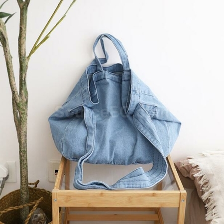 Customization Solid Color Literary One-Shoulder Denim Messenger Bag Corporate Gifts