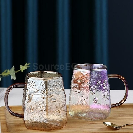 Customization Snow Pattern Glass Coffee Cup With Handle Corporate Gifts