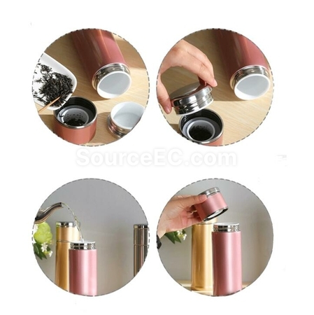 Customization 304 Stainless Steel Ceramic Liner Tea Water Separation Thermos Cup Corporate Gifts