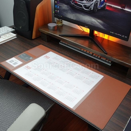 Customization PU Faux Leather Double Layer Storage Desk Mat Corporate Gifts