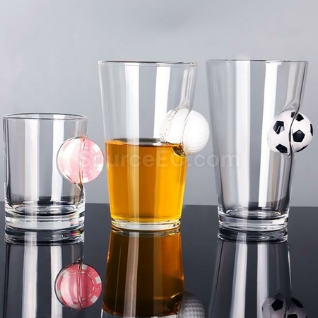 Customization Creative Shape Inlaid Ball Beer Glass Mug Corporate Gifts