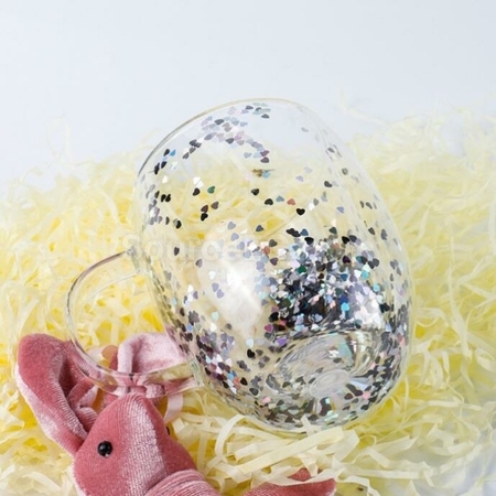 Customization Sparkling Heart Double Handle Glass Corporate Gifts