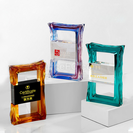 Customization Colored Glaze Crystal Trophy Corporate Gifts